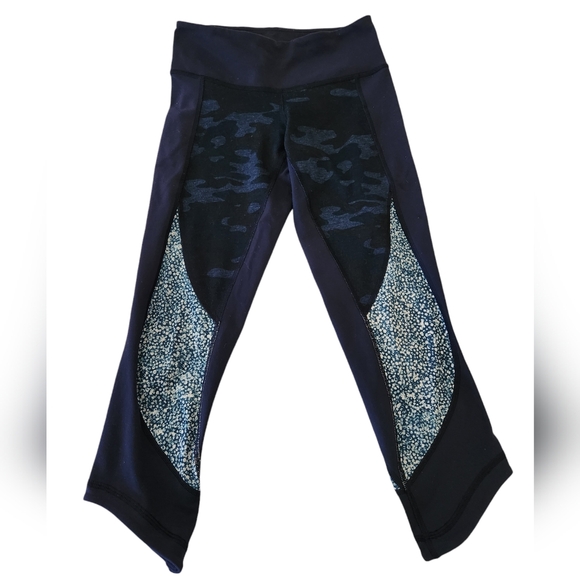 Lululemon Wunder Under Blue Crop Camo Pebble Print Leggings Size 2 - Picture 7 of 13
